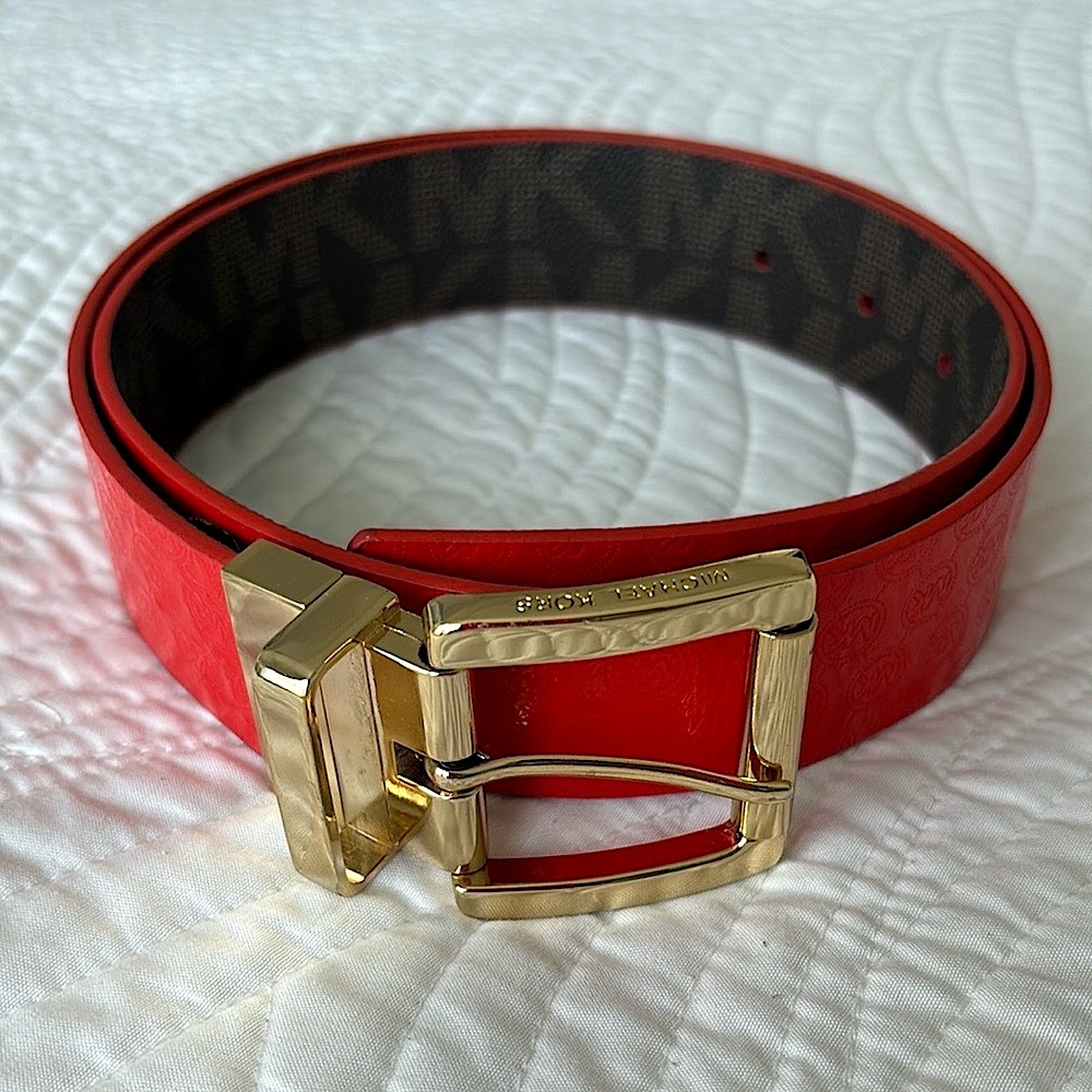Michael Kors Reversibile Logo Belt Gold Tone Buckle
Orange Red Brown Embossed